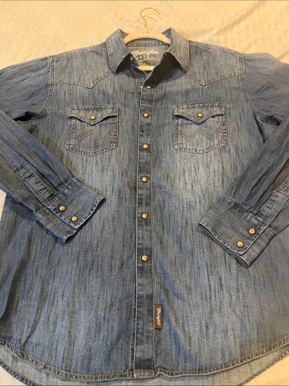 Wrangler RETRO Blue Denim Western Snap-Front Shirt